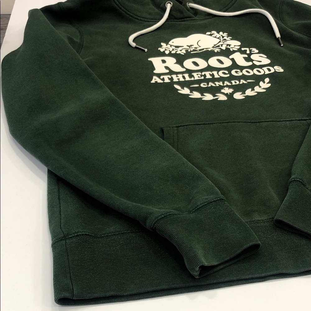 🦫 Roots Forest Green Sweatshirt Hoodie – Size Small – Beaver Logo - Picture 9 of 12